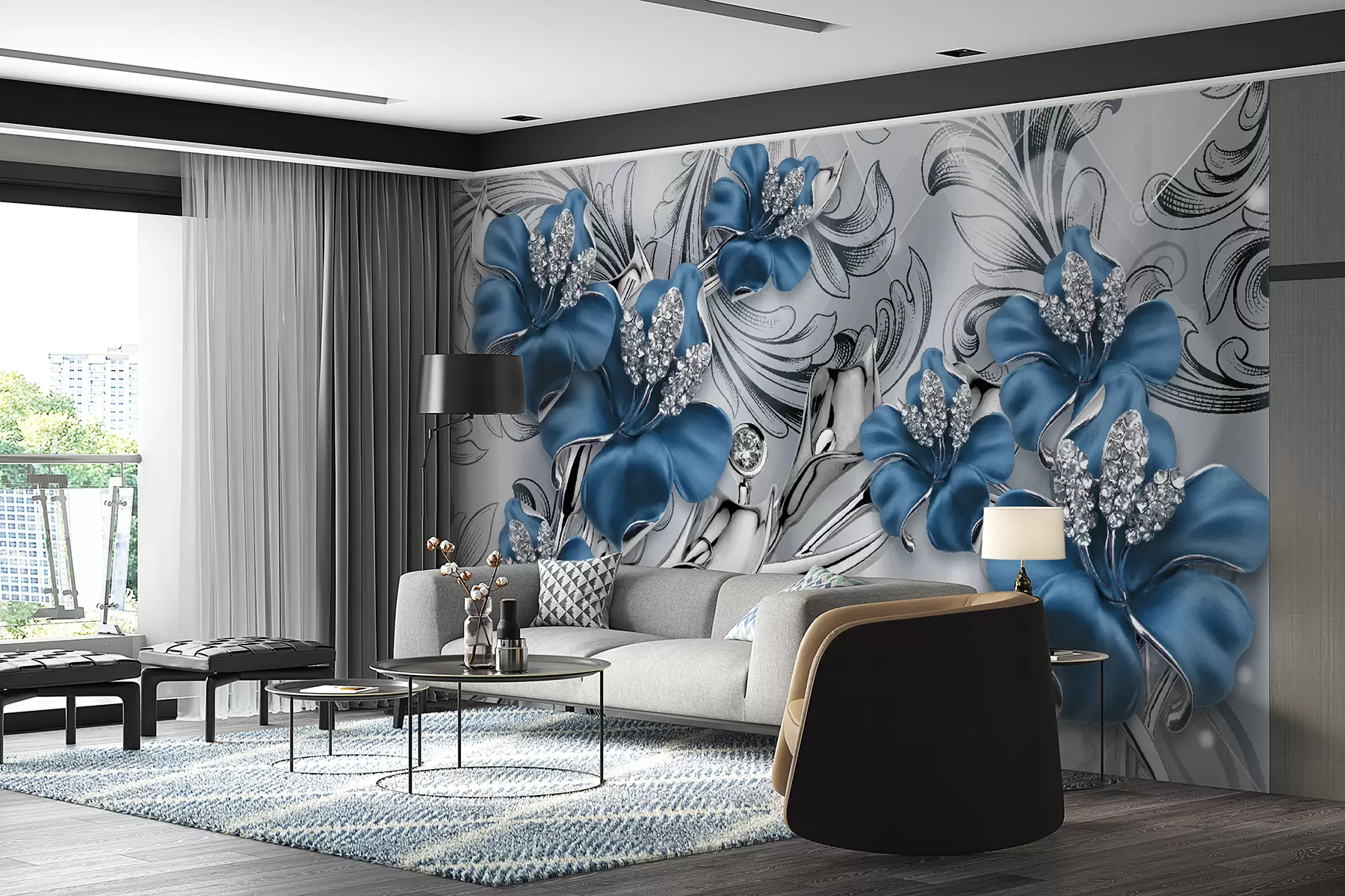 wall murals Азурно цвеће u60405