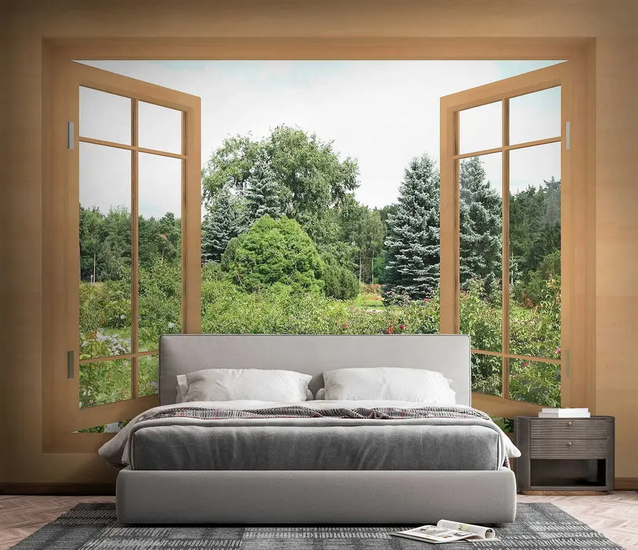 wall murals Поглед са прозора у шуму u60673