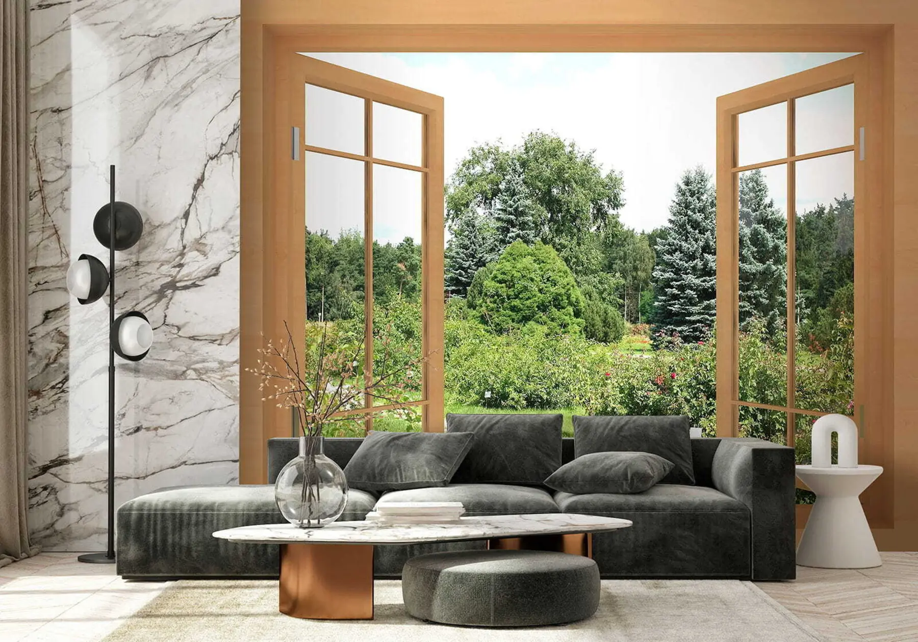 wall murals Поглед са прозора у шуму u60673