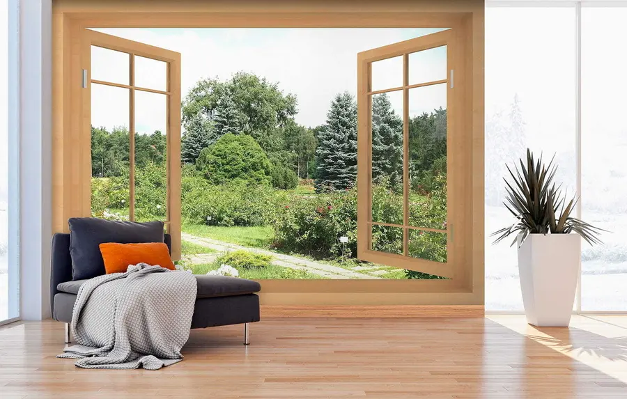 wall murals Поглед са прозора у шуму u60673