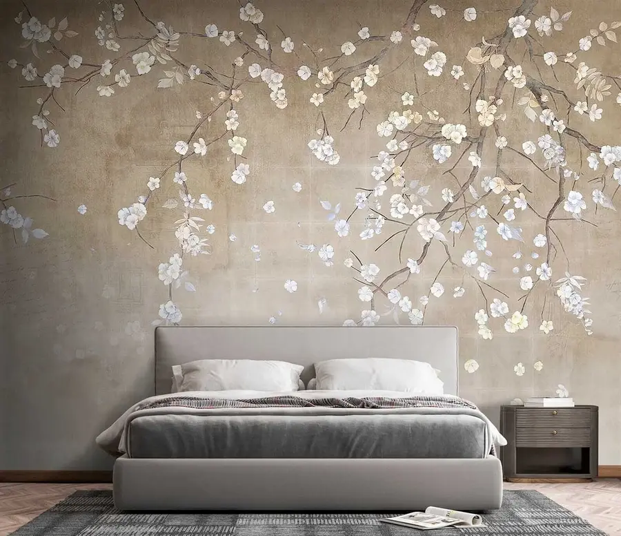 wall murals Дрво цветања на грлом зиду u61369