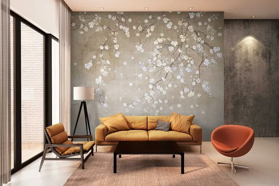 wall murals Дрво цветања на грлом зиду u61369