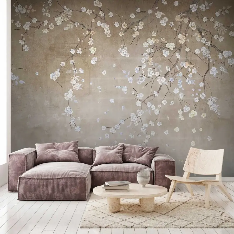 wall murals Дрво цветања на грлом зиду u61369