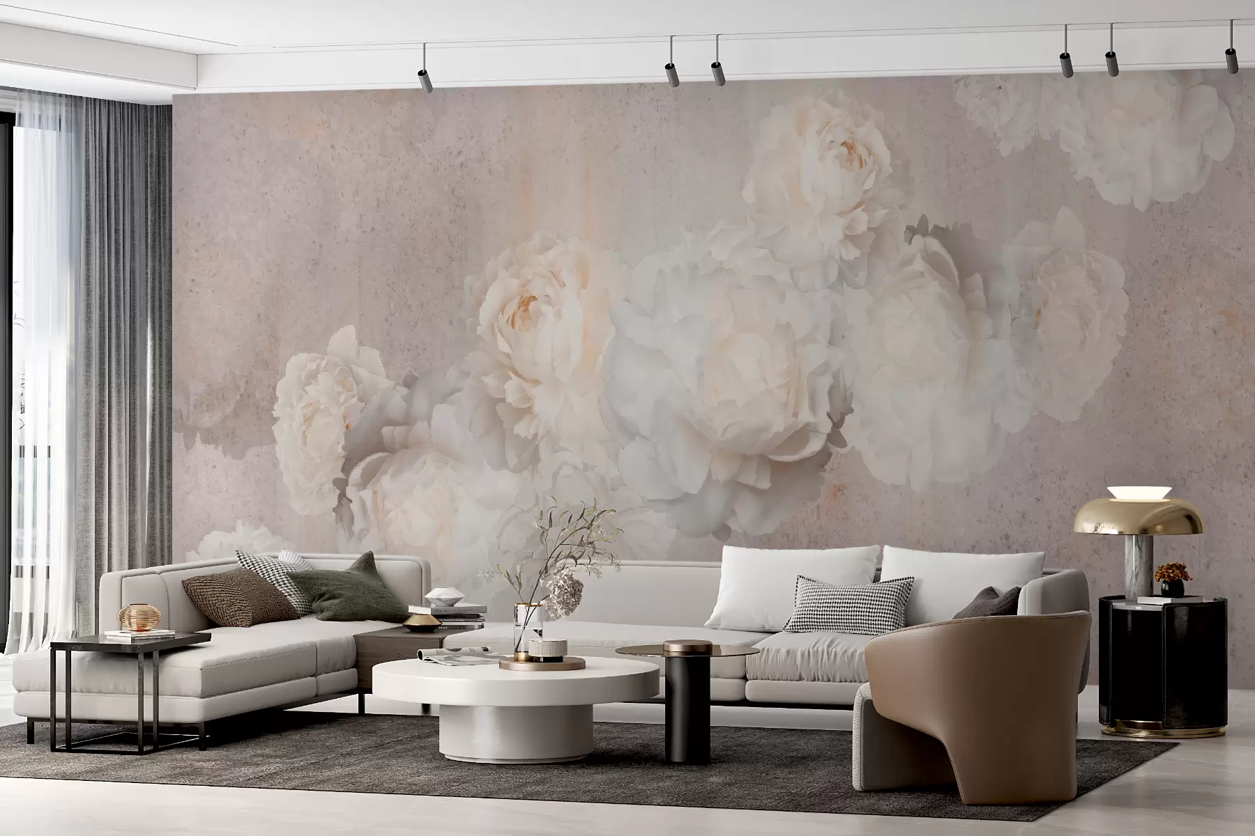 wall murals Винтаге цвеће на сивој позадини u61610
