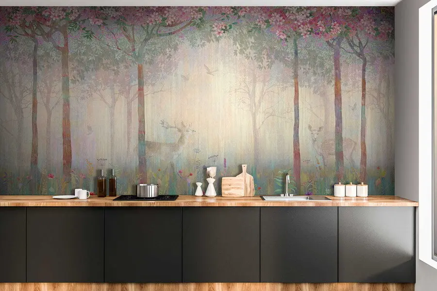 wall murals Јелен у чаробној шуми u62100