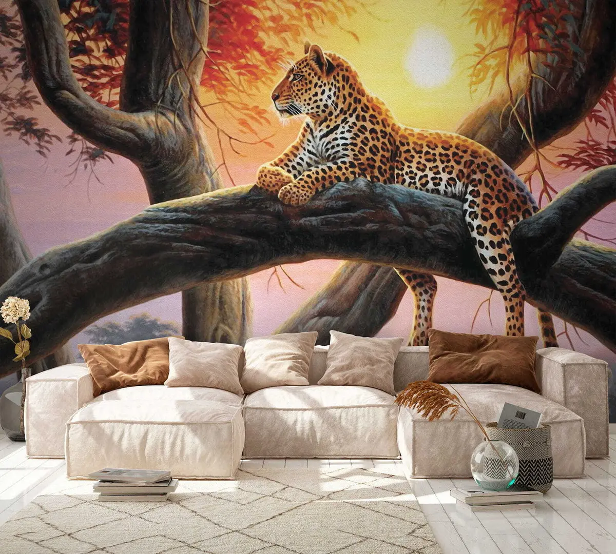 wall murals Leopard on a tree u62925