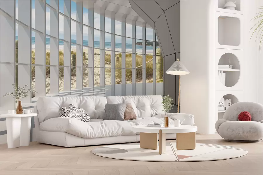 wall murals 3Д коридор са погледом на море u70513