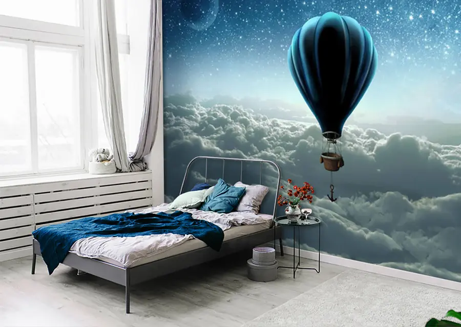 wall murals Балон за топлу ваздуху на позадини ноћног неба u70538