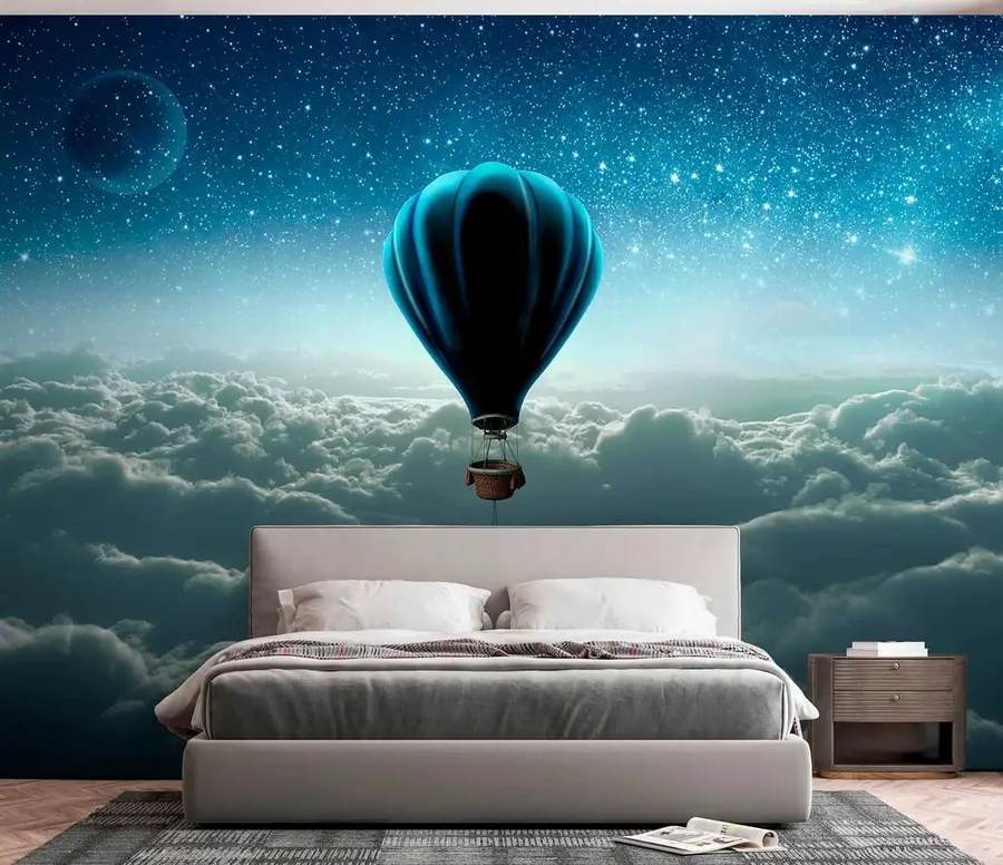 wall murals Балон за топлу ваздуху на позадини ноћног неба u70538