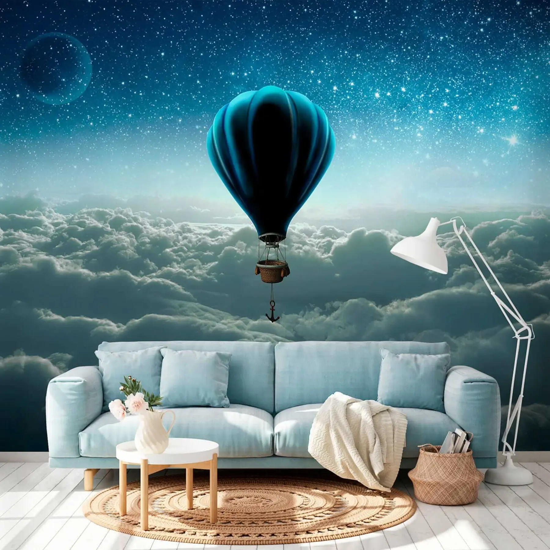 wall murals Балон за топлу ваздуху на позадини ноћног неба u70538