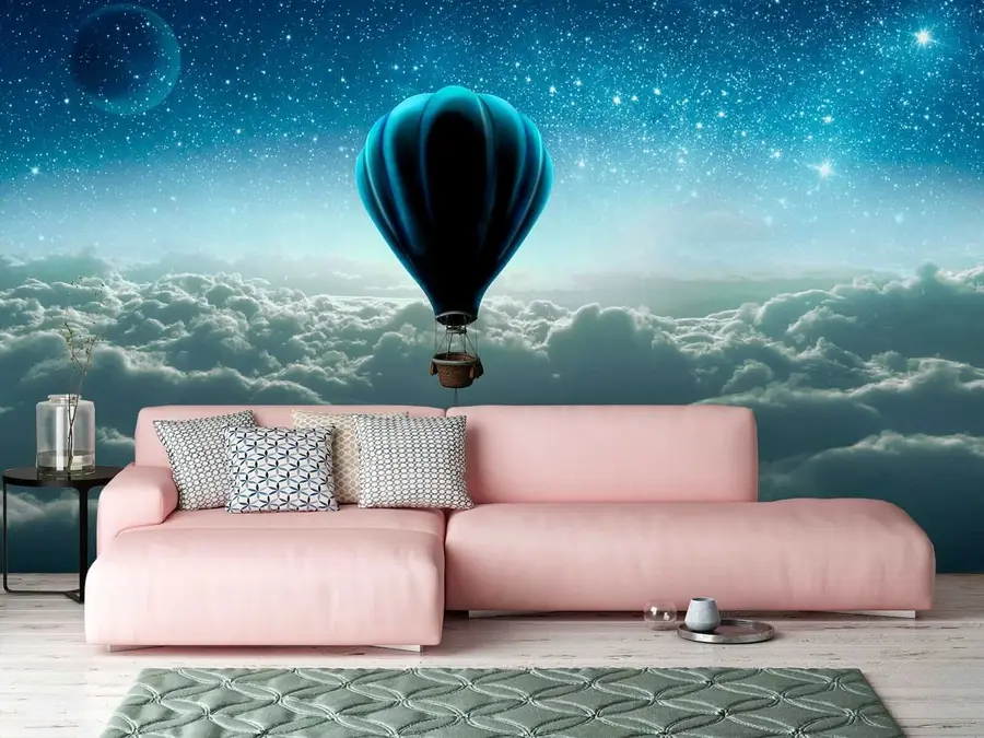 wall murals Балон за топлу ваздуху на позадини ноћног неба u70538