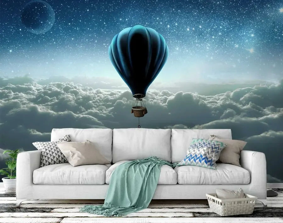 wall murals Балон за топлу ваздуху на позадини ноћног неба u70538