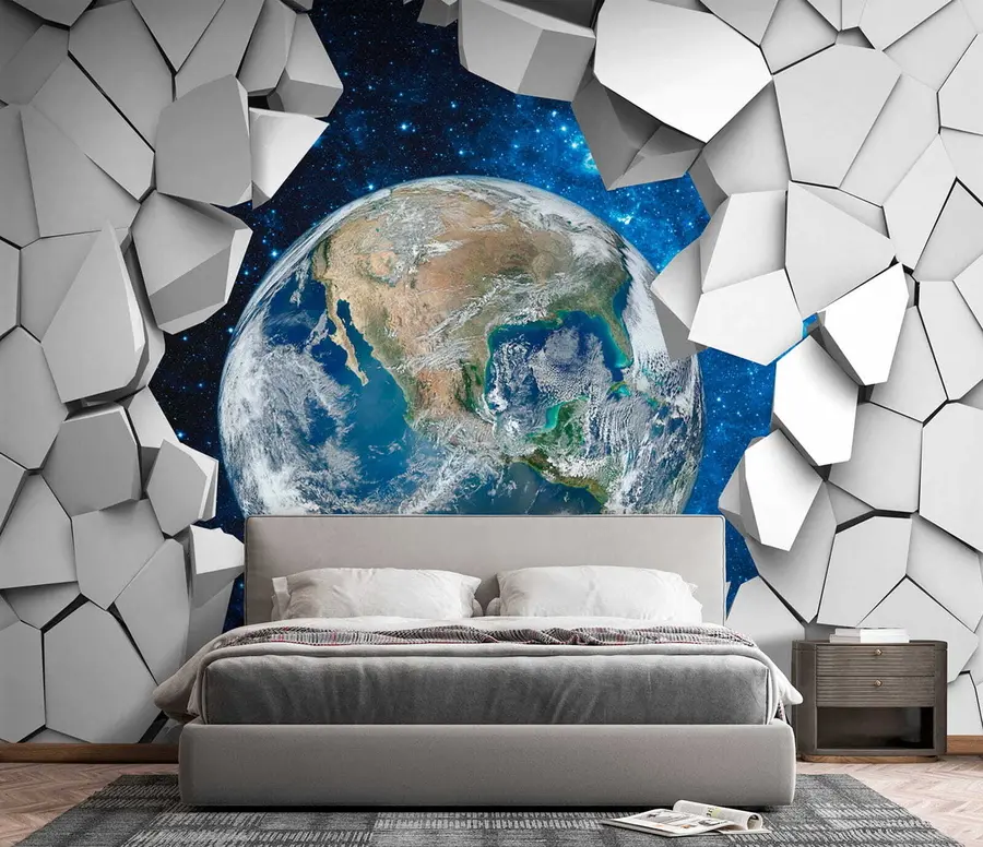 wall murals 3Д зид и планета u77808