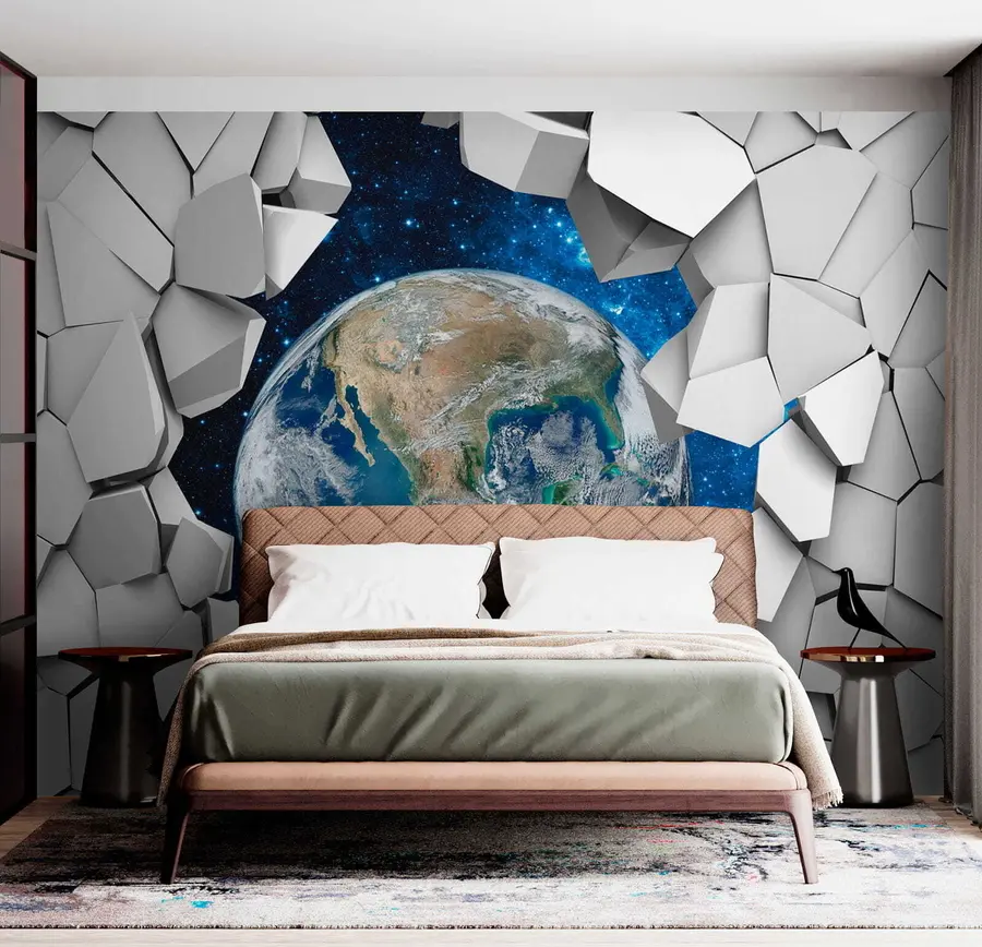wall murals 3Д зид и планета u77808