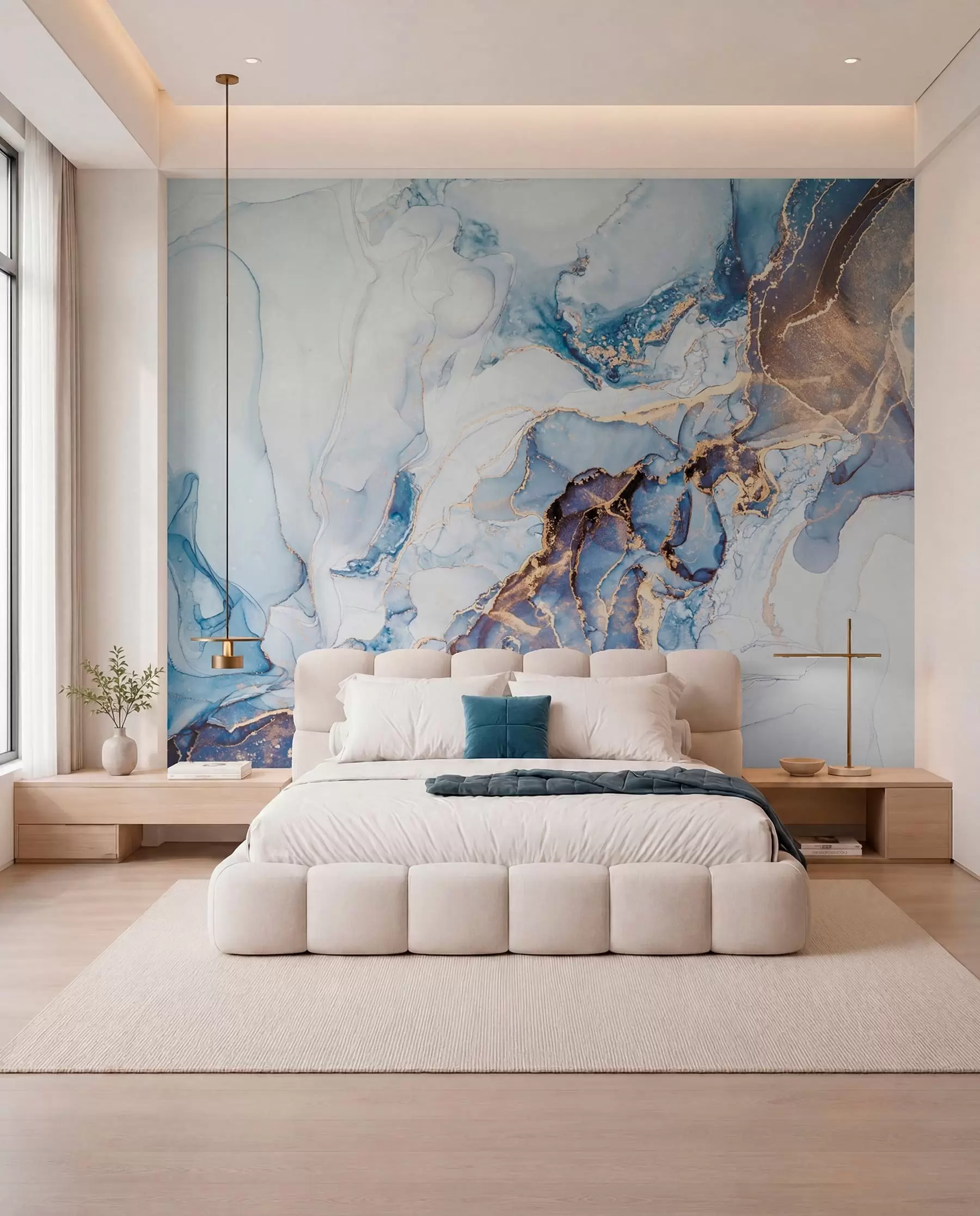 wall murals Бели плави мермер, флуидан u70767