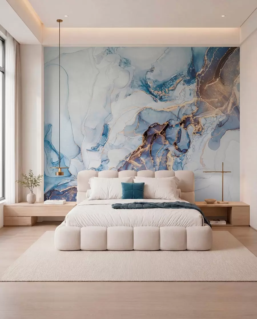 wall murals Бели плави мермер, флуидан u70767