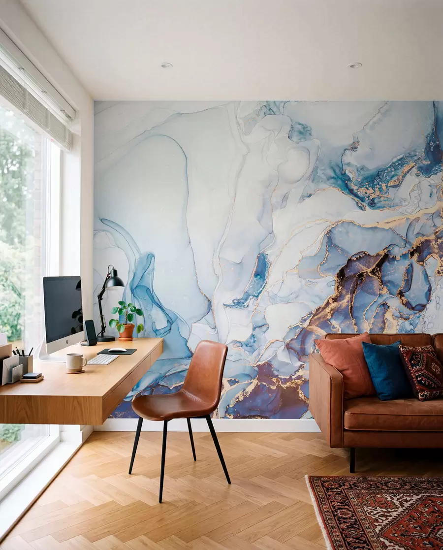 wall murals Бели плави мермер, флуидан u70767