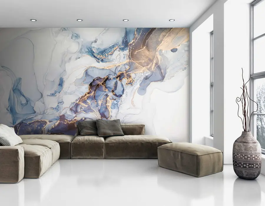 wall murals Бели плави мермер, флуидан u70767