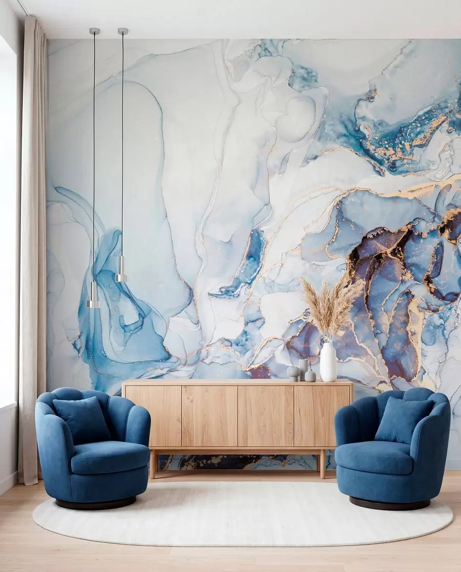wall murals Бели плави мермер, флуидан u70767
