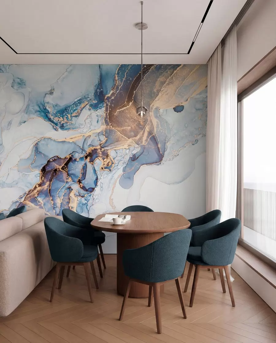 wall murals Бели плави мермер, флуидан u70767