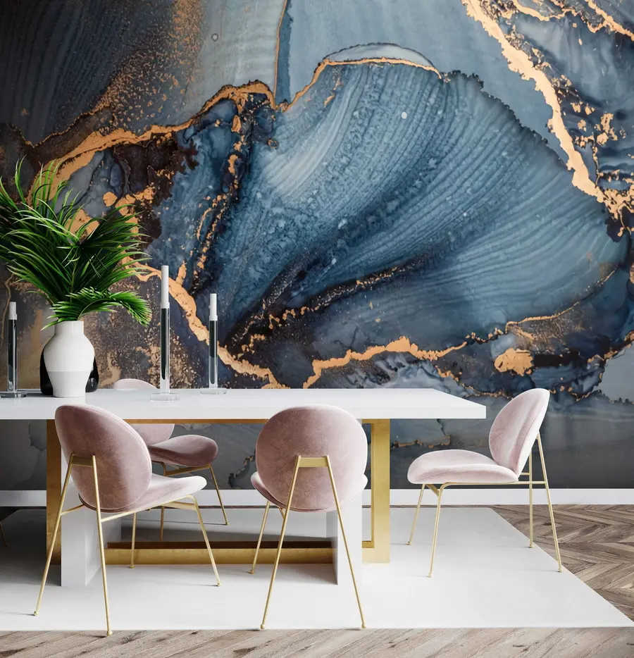 wall murals Плава апстрактна уметност, мермер, флуид u70781