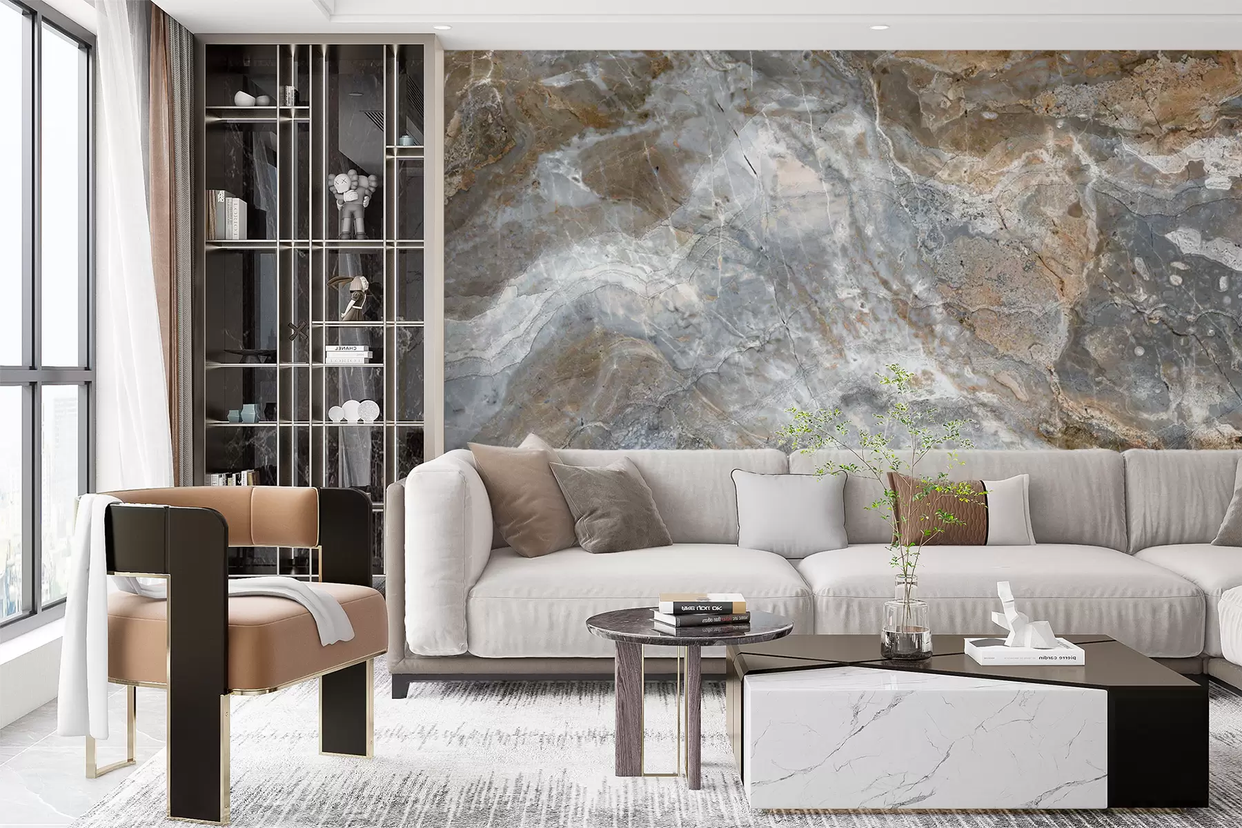 wall murals Сиво-беж мермер u71438