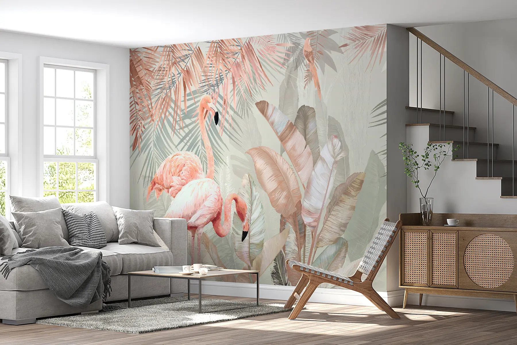 wall murals Фламингос у ружичастом тропима u21344v1