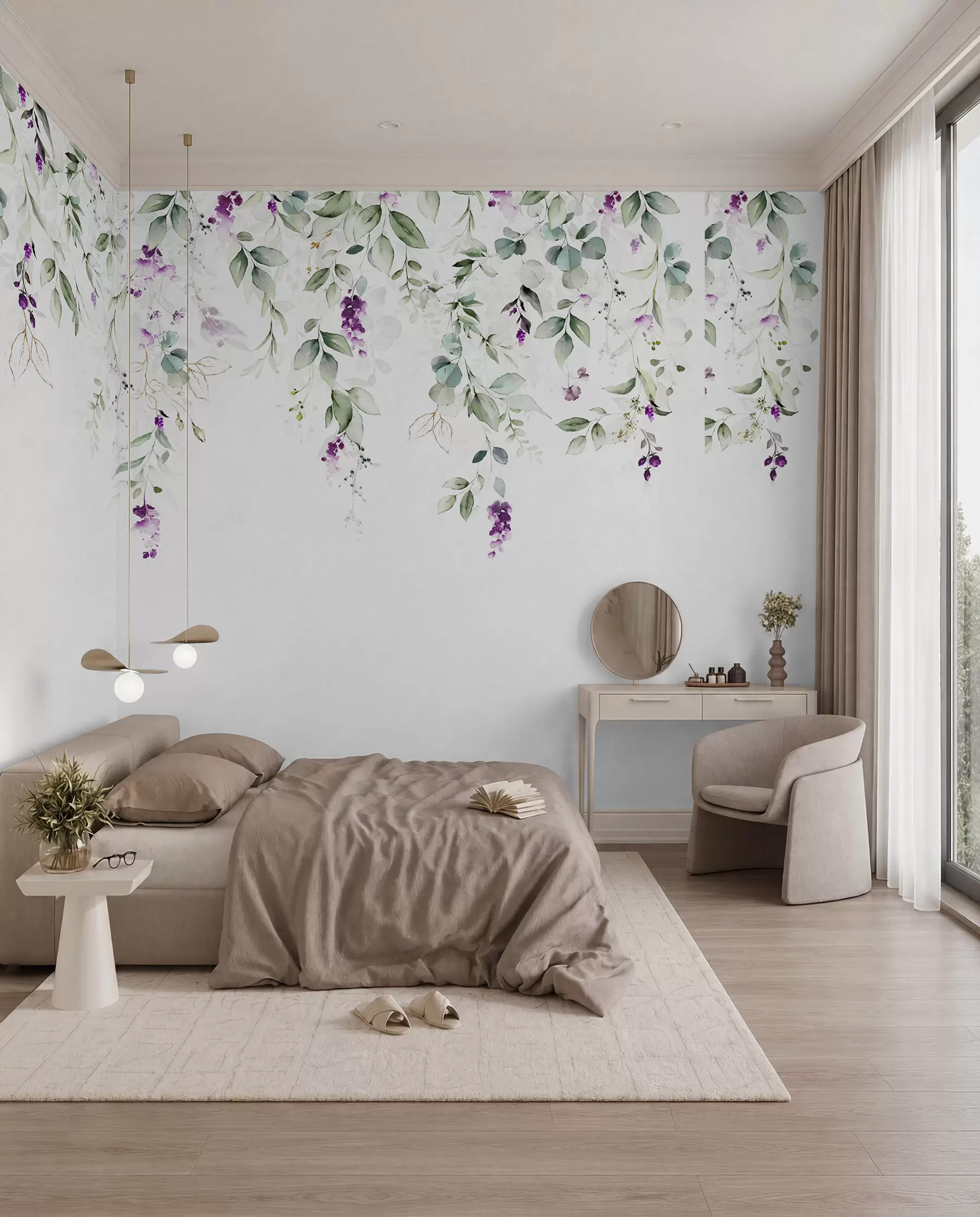 wall murals акварел композиција са цветовима лаванде u99687