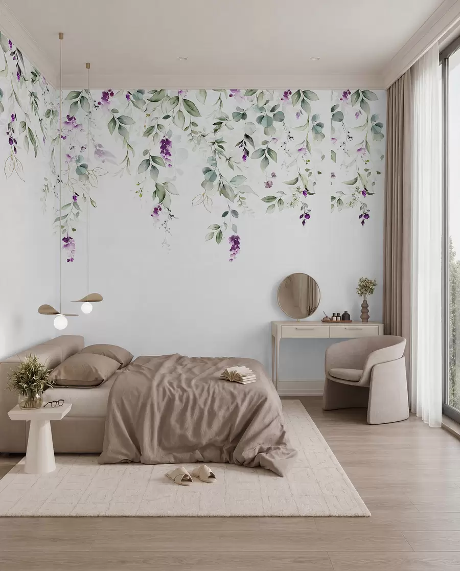 wall murals акварел композиција са цветовима лаванде u99687