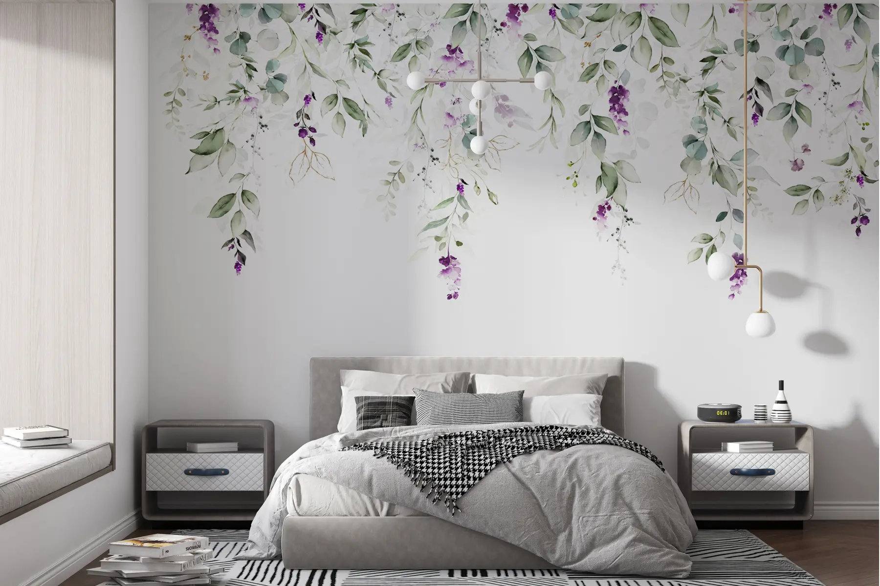 wall murals акварел композиција са цветовима лаванде u99687