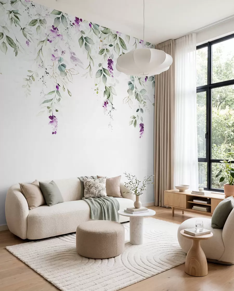 wall murals акварел композиција са цветовима лаванде u99687