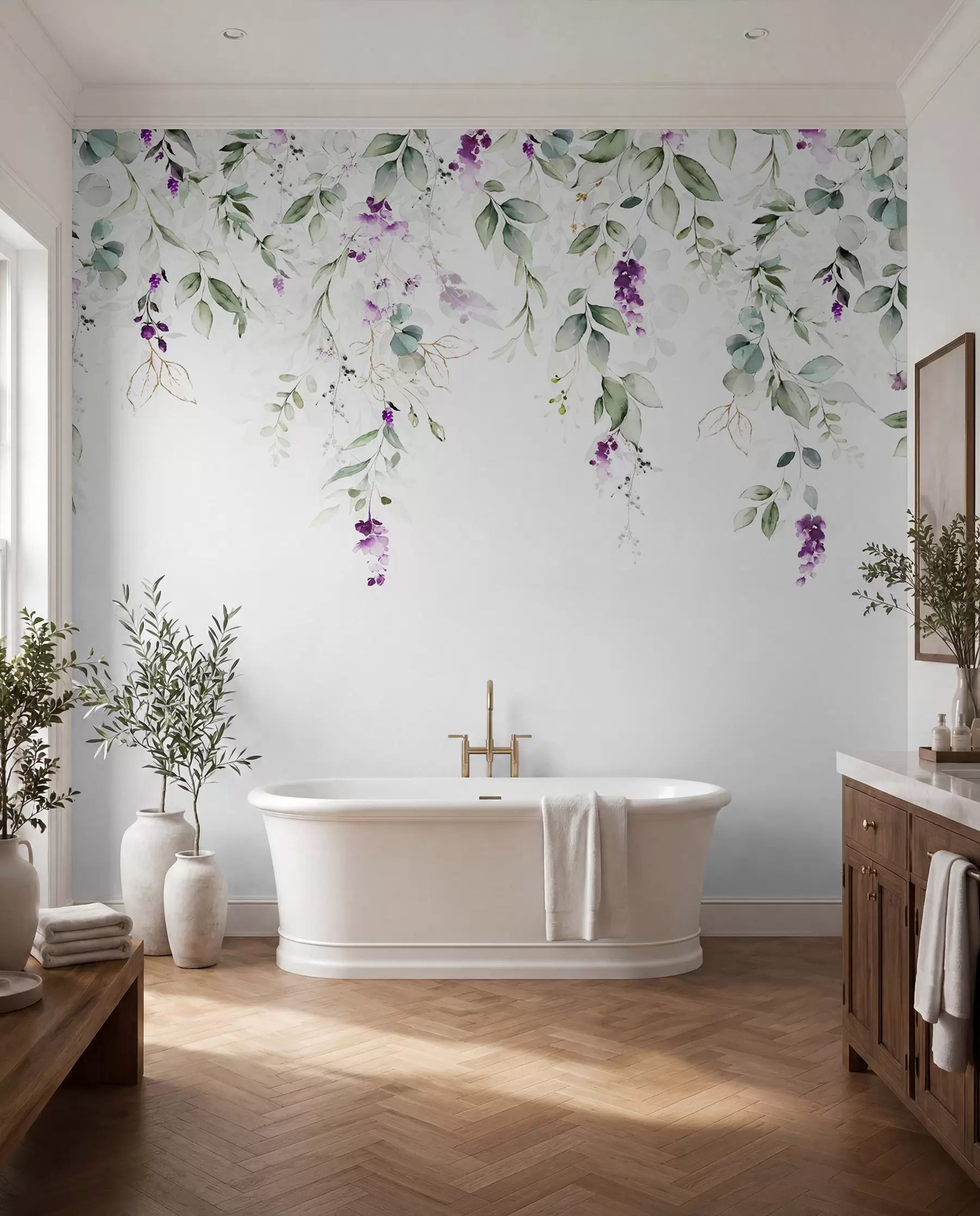 wall murals акварел композиција са цветовима лаванде u99687