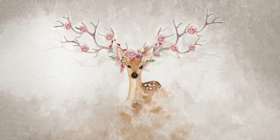 wall murals Јелени са цвећем на роговима u04671d2
