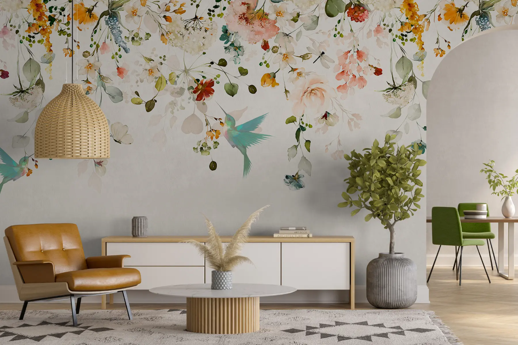 wall murals Цвеће и колибри u59610d2