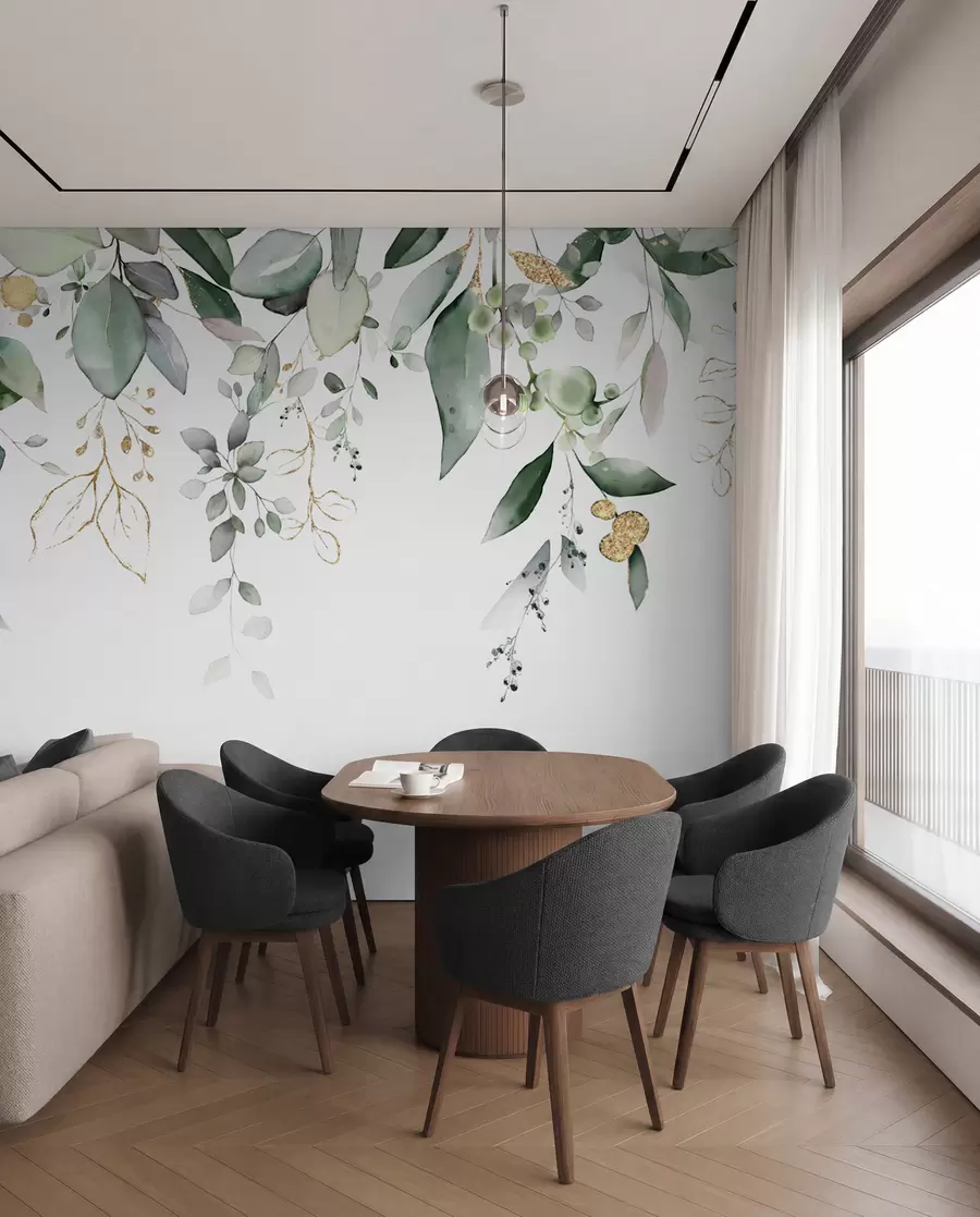 wall murals Висећи лист еукалиптуса на белој позадини u95506d2