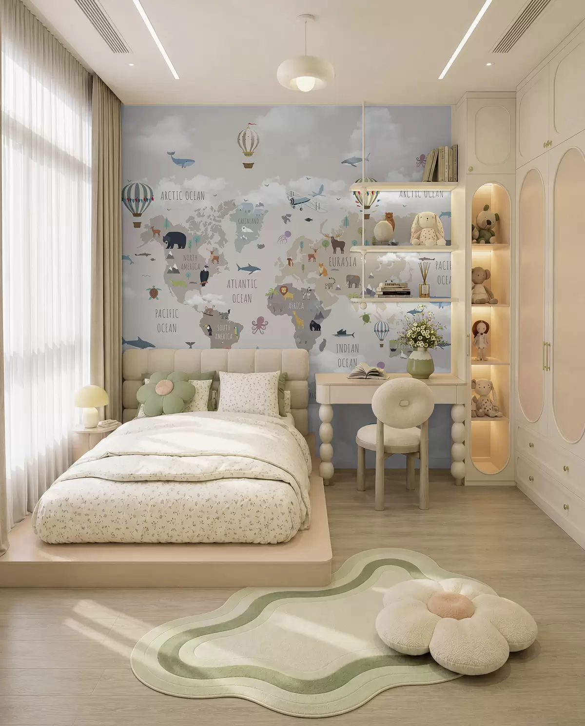 wall murals Мапа света са животињама и балонима u96461d1