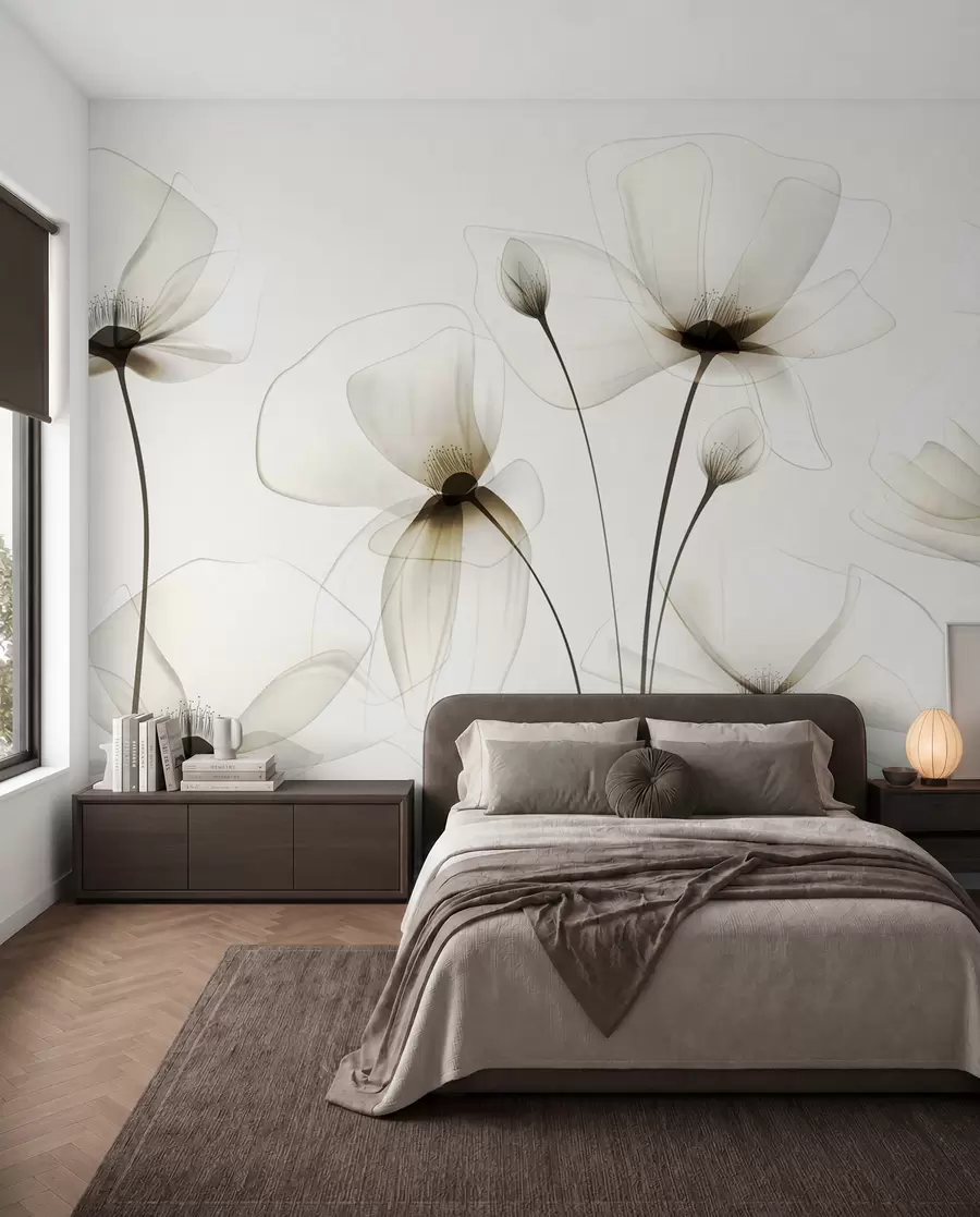 wall murals Прозирно акварел цвеће w00143