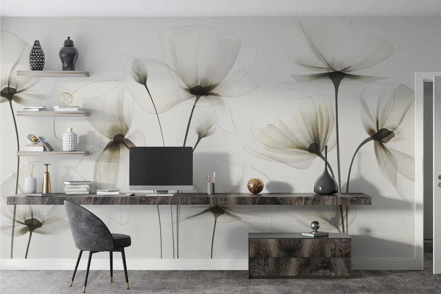 wall murals Прозирно акварел цвеће w00143