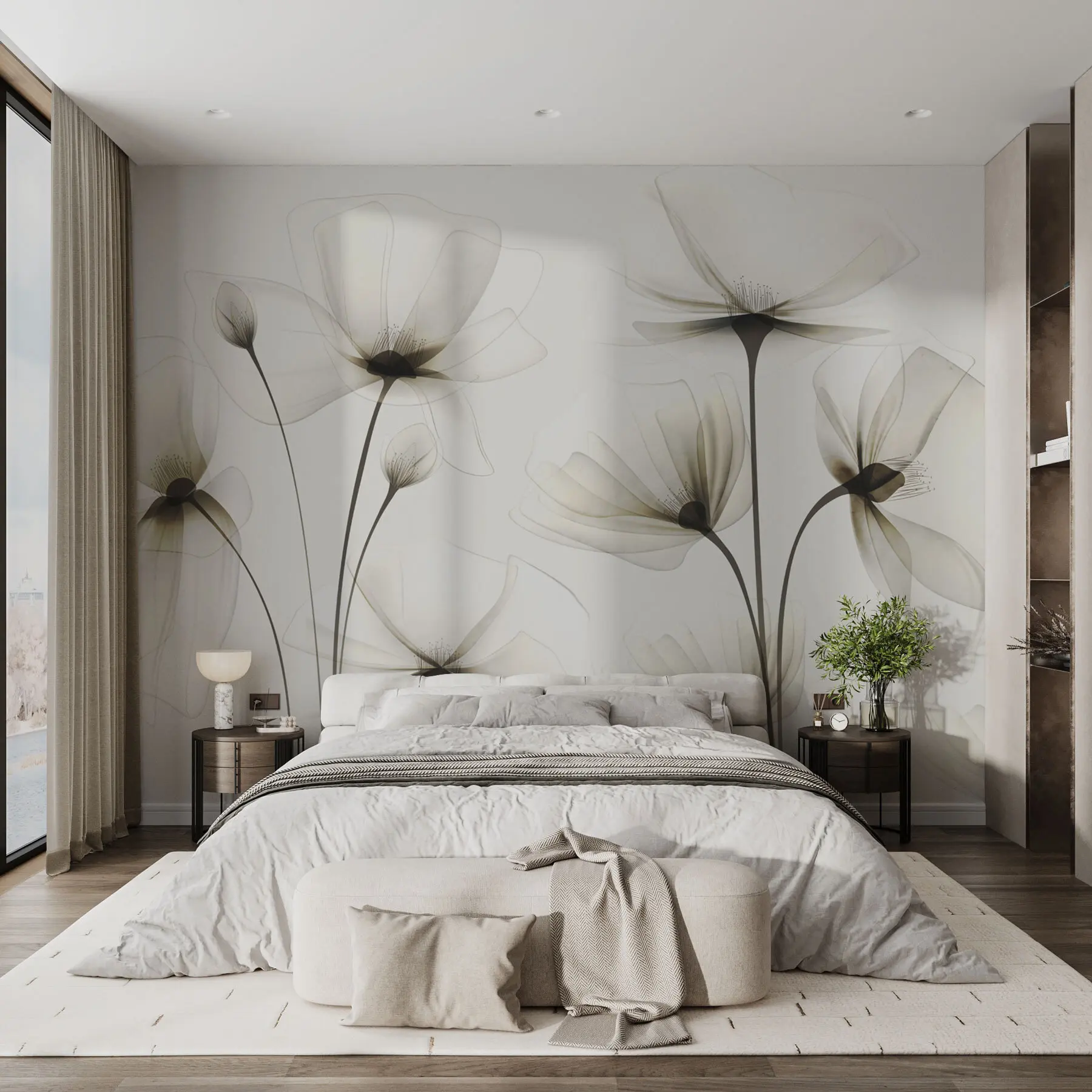 wall murals Прозирно акварел цвеће w00143