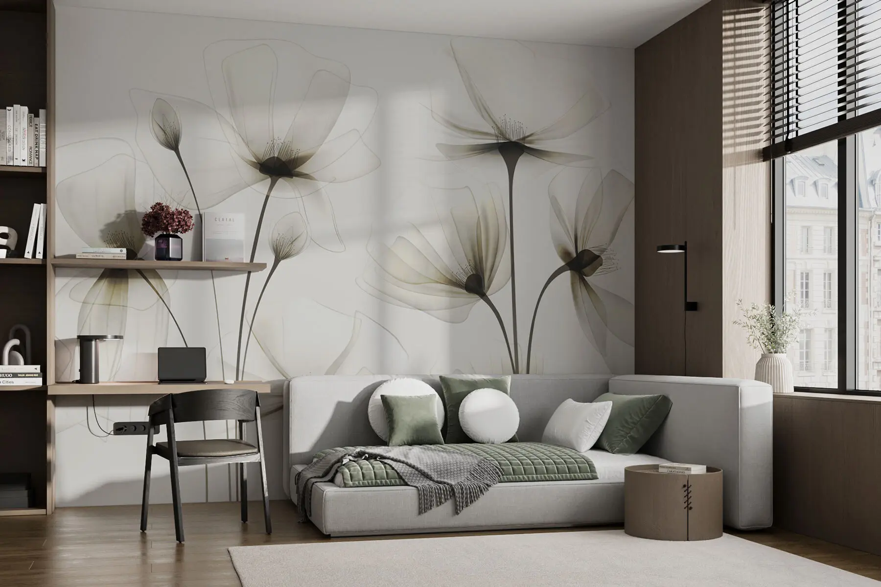 wall murals Прозирно акварел цвеће w00143