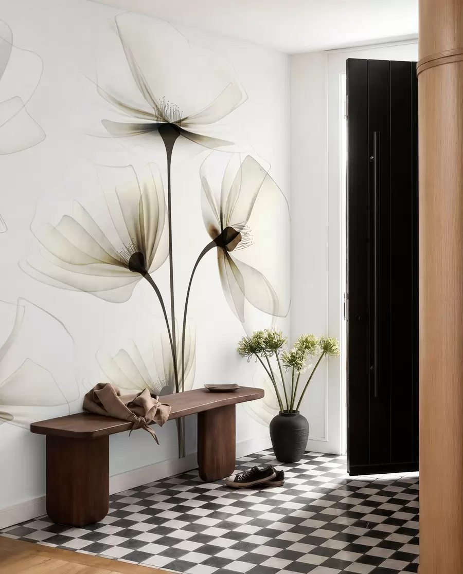 wall murals Прозирно акварел цвеће w00143