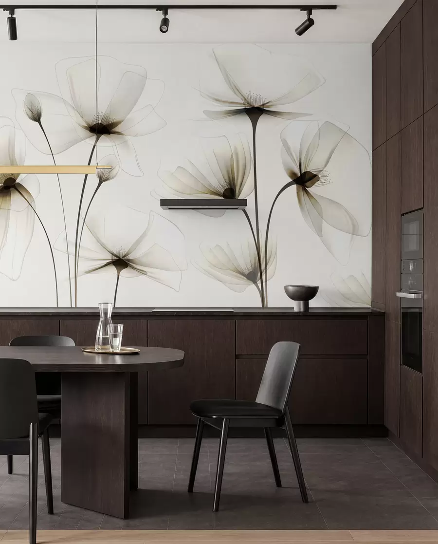 wall murals Прозирно акварел цвеће w00143