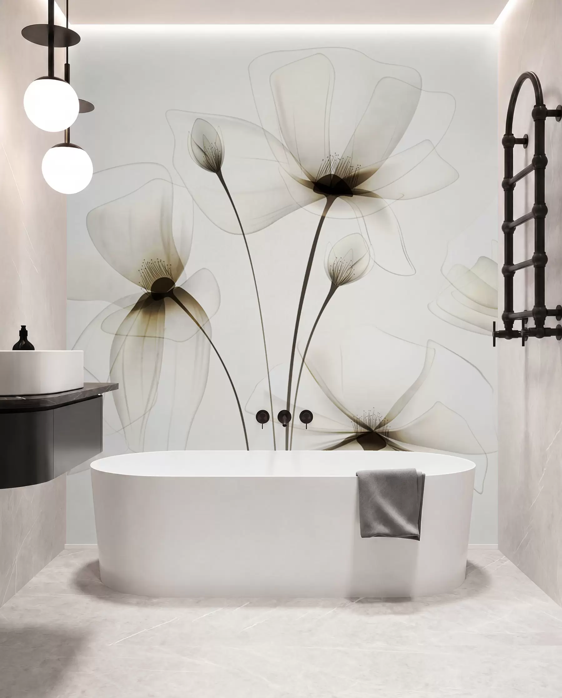 wall murals Прозирно акварел цвеће w00143