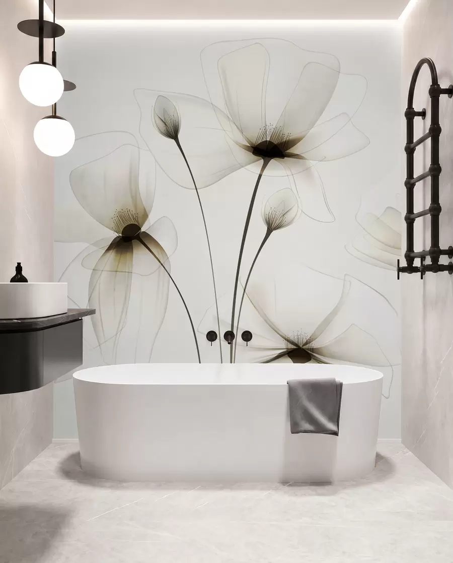wall murals Прозирно акварел цвеће w00143