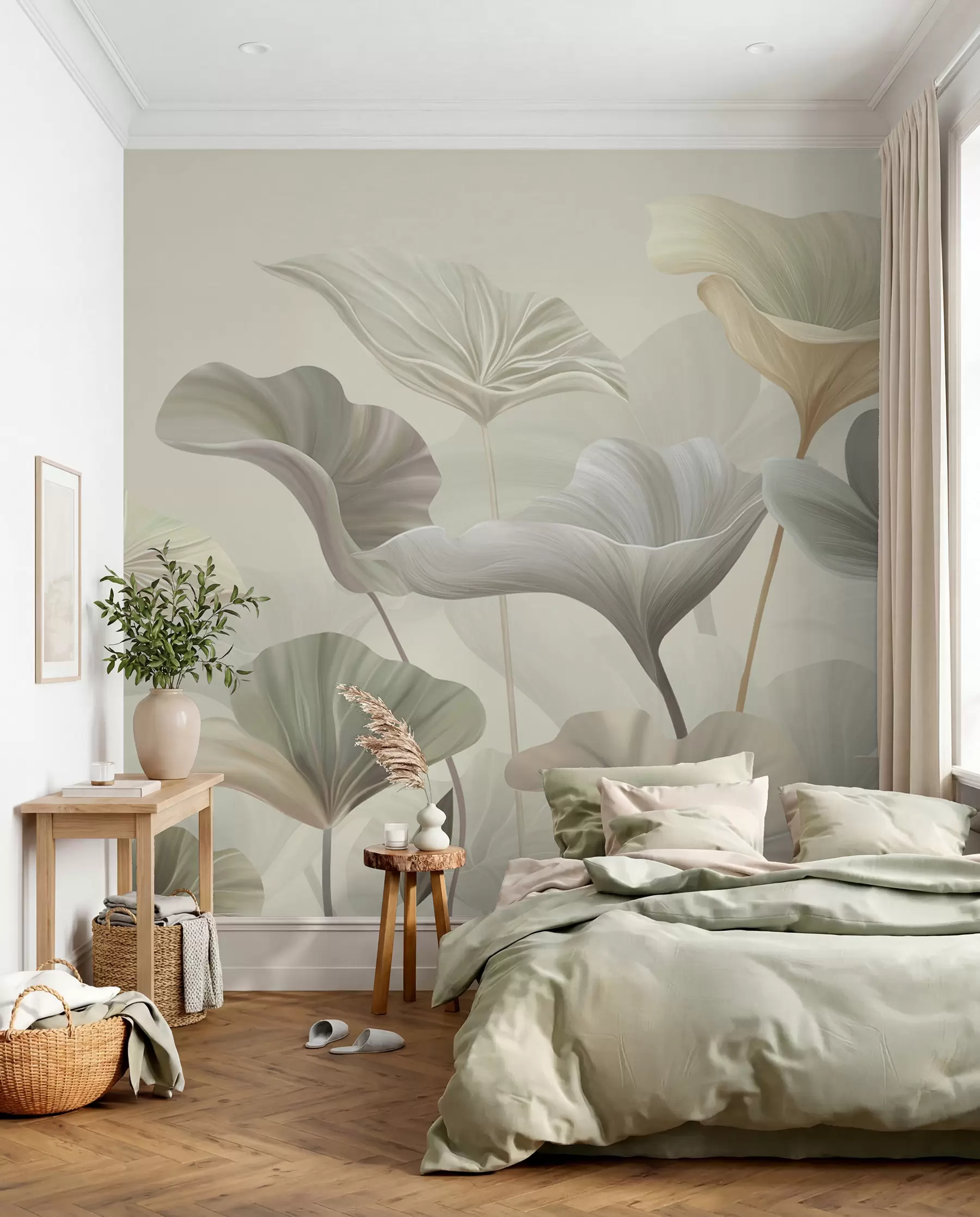 wall murals Прекрасни велики листови у деликатној боји w00385