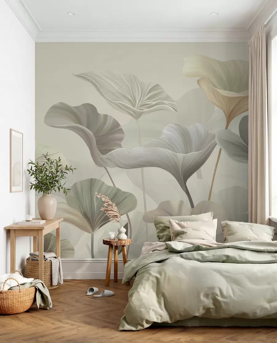 wall murals Прекрасни велики листови у деликатној боји w00385