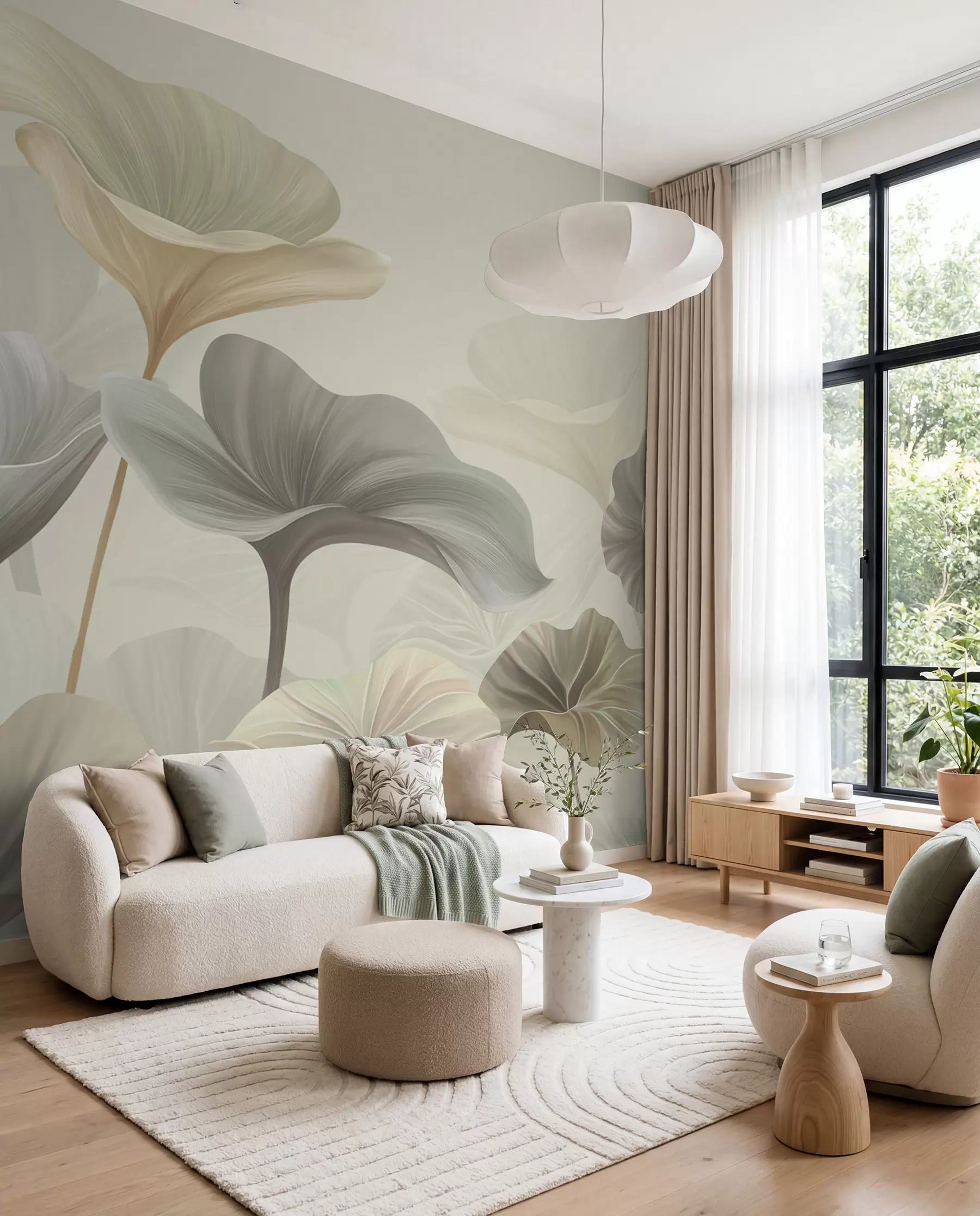 wall murals Прекрасни велики листови у деликатној боји w00385