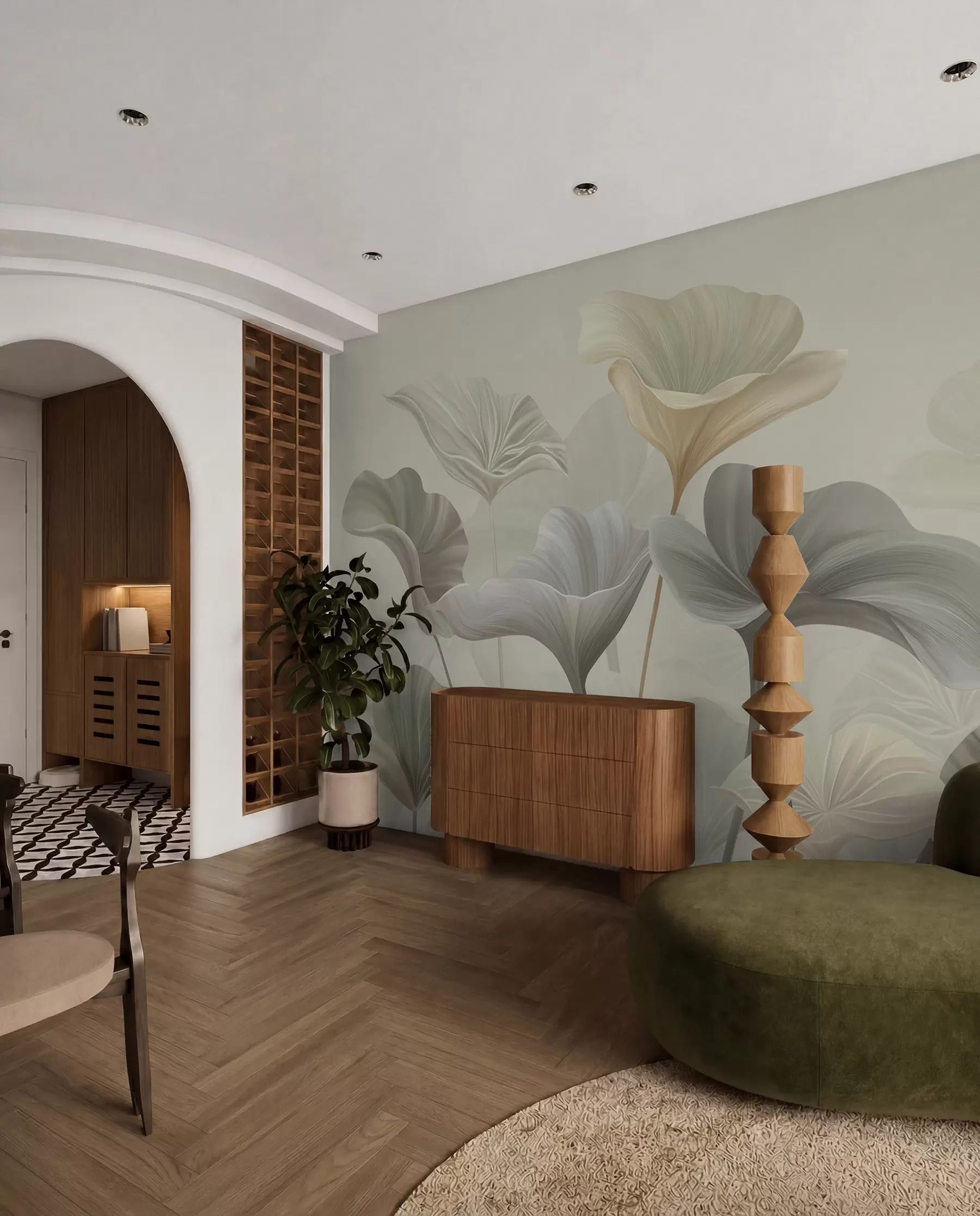 wall murals Прекрасни велики листови у деликатној боји w00385
