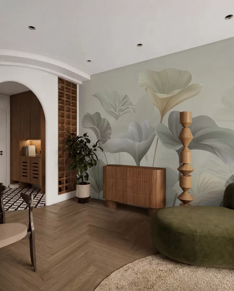 wall murals Прекрасни велики листови у деликатној боји w00385