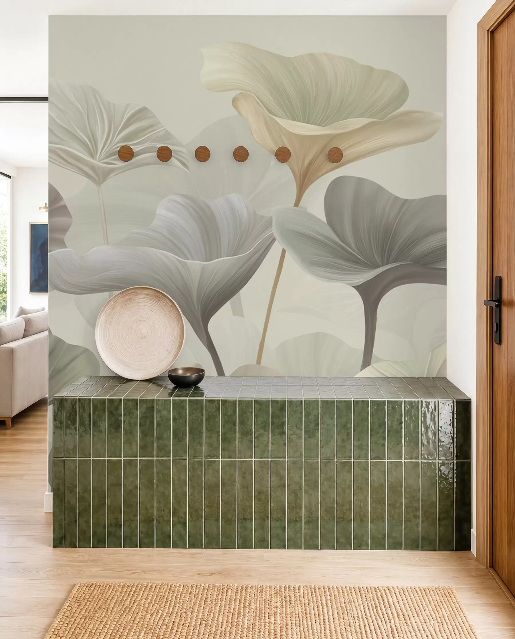wall murals Прекрасни велики листови у деликатној боји w00385